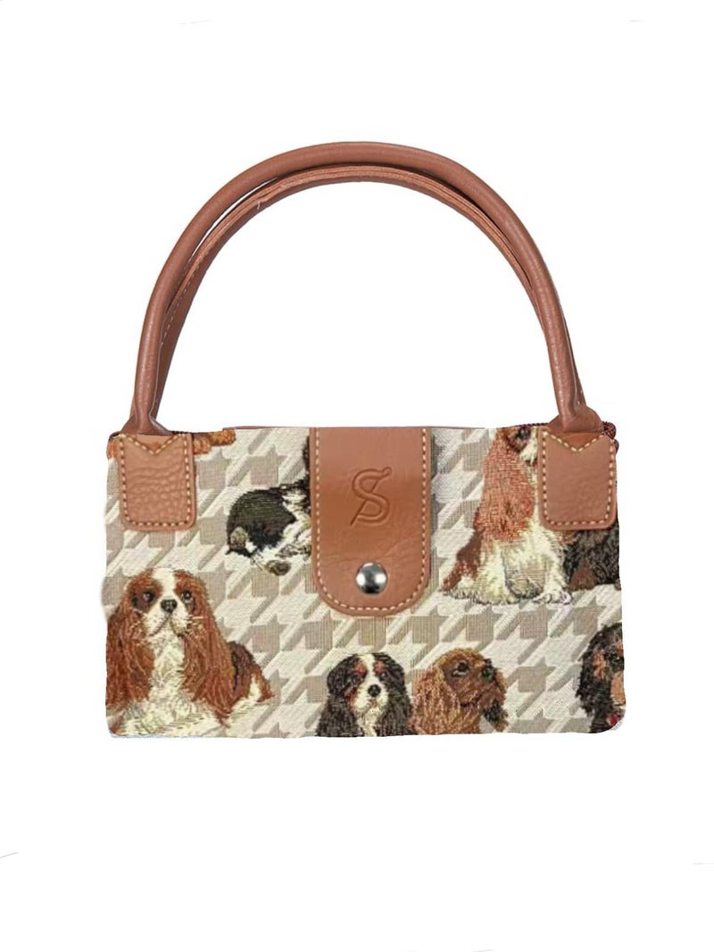 Signare Tapestry Foldable Tote Bag Reusable Shopping Bag Grocery Bag With Cavalier King Charles Spaniel Dog Design (FDAW-KGCS) - Image 4